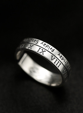 日本portney bells925银复古罗马数字戒指男女款 潮流嘻哈高级感