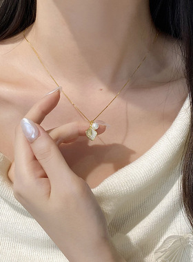 英国设计师cherry kitty小众金枝玉叶金叶子项链女s925银轻奢仿
