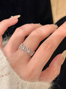 英国设计师cherry kittys925银蕾丝花环戒指女气质复古轻奢精致