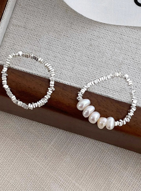 日本portney bells925银巴洛克淡水珍珠碎银子戒指女ins甜美简约