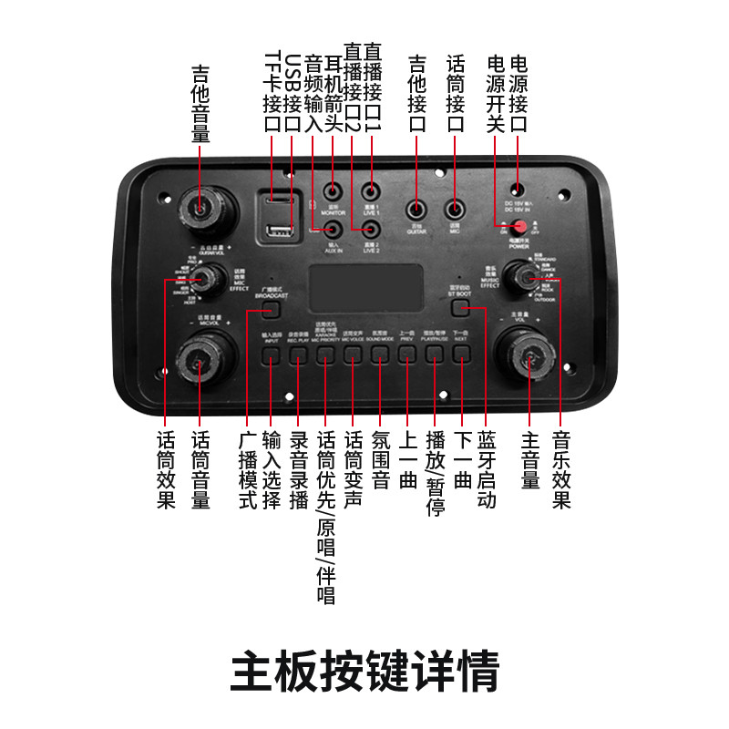 贝德手提音响BD-H0887S主板功放板电池电瓶遥控器音箱音箱配件-图2