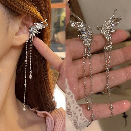 Butterfly ear bone clip forest style earrings for women without pierced ears