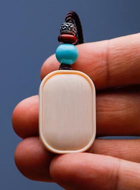 天然猛犸牙小平安无事牌321吊坠上等冰料无优化保平安饰品