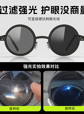 旋转变色墨镜ND调节镜偏光电焊镜