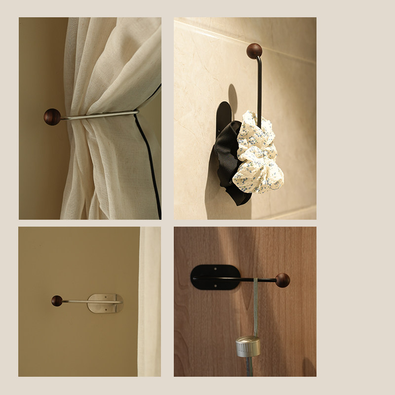 窗帘壁钩挂钩免打孔窗帘扣收拢固定神器墙勾纱帘整理发圈发箍收纳,淘宝优惠券,粉丝福利购,淘宝优惠卷