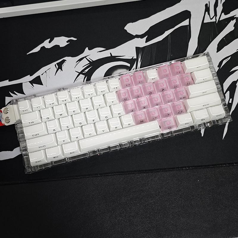 黑白爱心粉雾透明键帽OEM高度十字轴Wooting满改造机械键盘ace60,淘宝优惠券,粉丝福利购,淘宝优惠卷