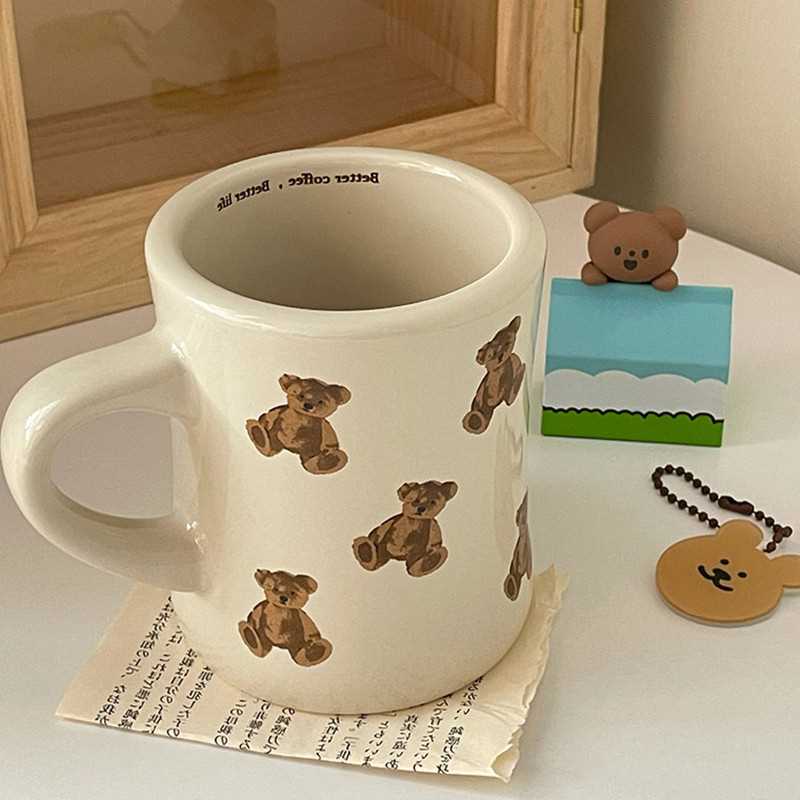 Cutelife Cute Bear Beige Ceramic Coffee Mug Cup Kitchen Milk-图1