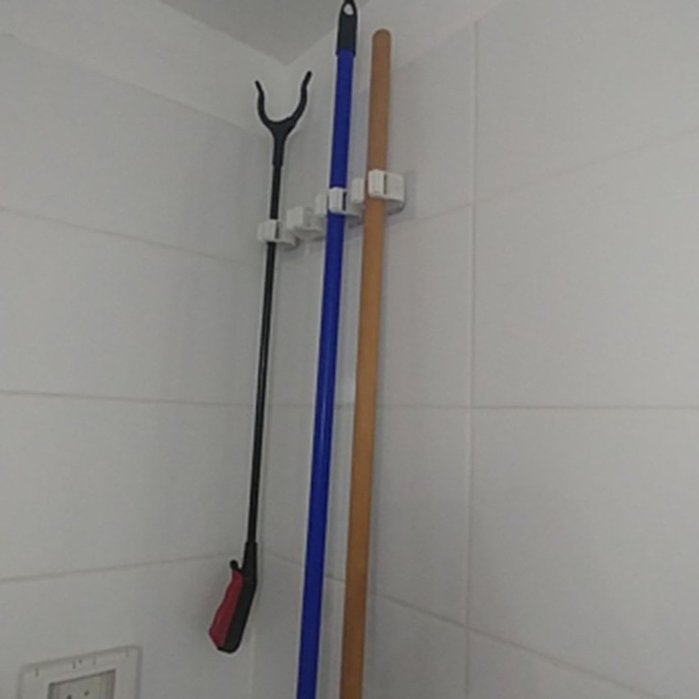 1pc Wall Mounted Mop Holder Home Mop Broom Storage Rack-图0