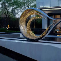 Stainless Steel Light Water View Outdoor area Sales Department Landscape Cirque Moon Anomalous Hollowed-out Sculptures Customised