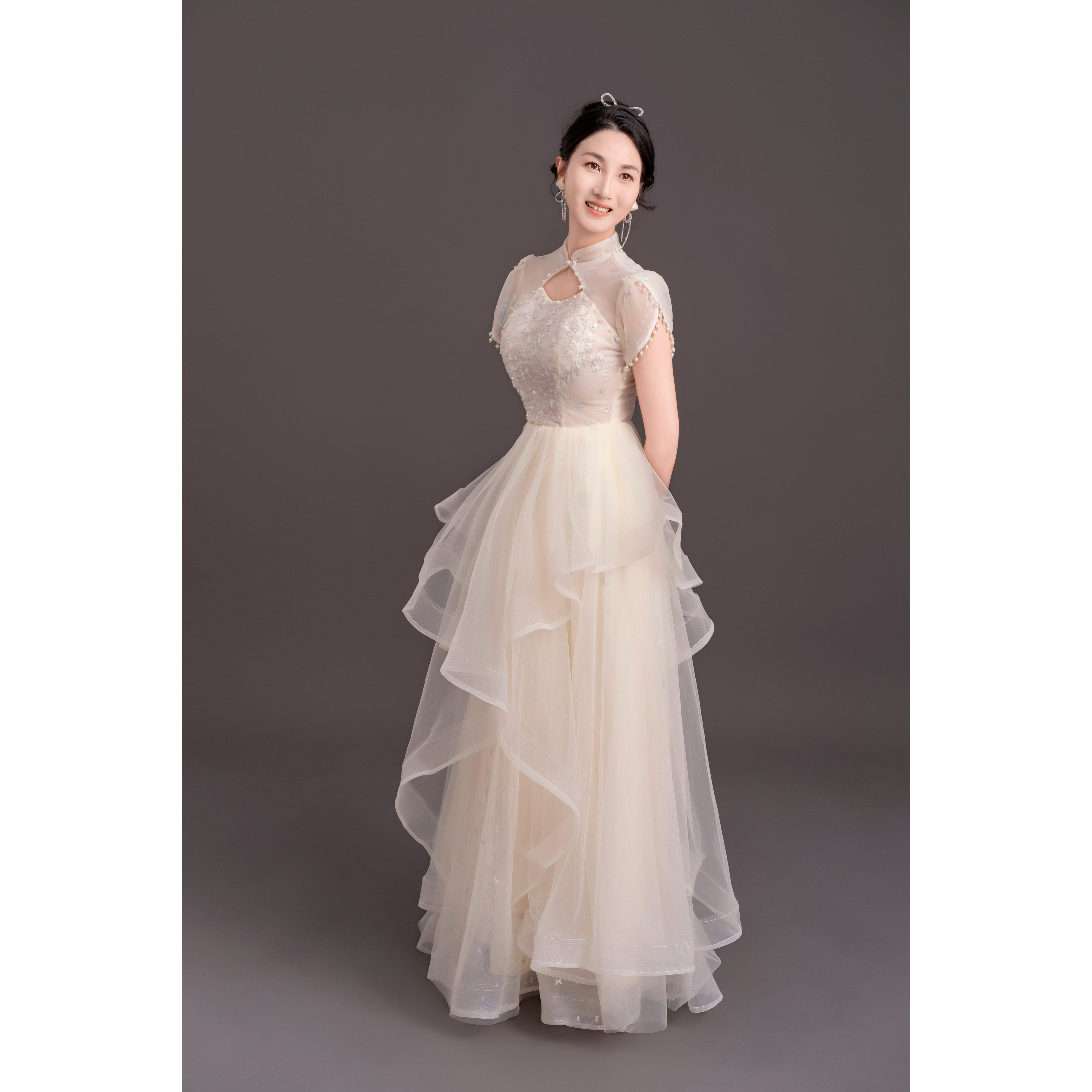 香槟色晚礼服女新款轻奢小个子生日伴娘成人礼礼服高端轻奢高级感 - 图2