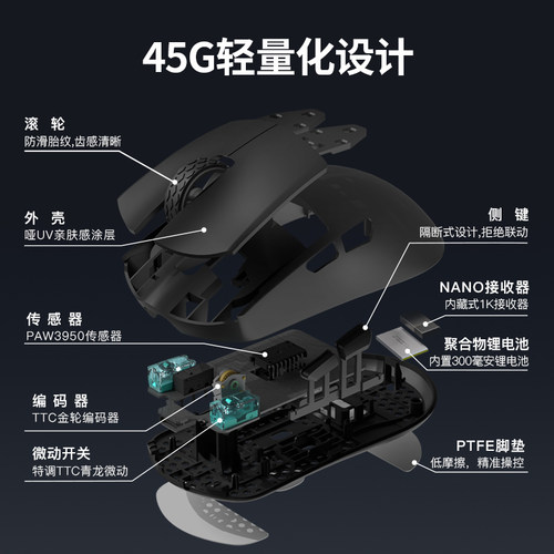Darmoshark达摩鲨M3XSPRO轻量化打瓦神器游戏三模中小手无线鼠标 - 图3