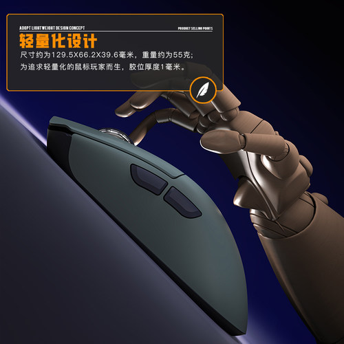Darmoshark达摩鲨M3PRO轻量化鼠标PAW3395电竞游戏三模无线鼠标 - 图2