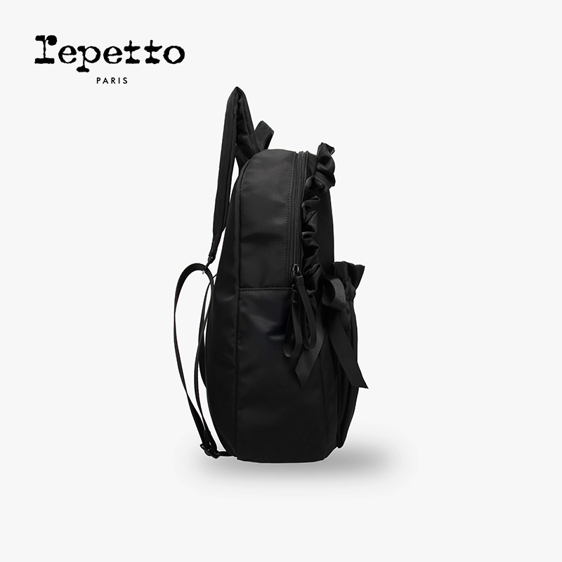 REPETTO丽派朵 REPETTO黑色尼龙大容量蝴蝶结双肩包 2025秋季新品 - 图1