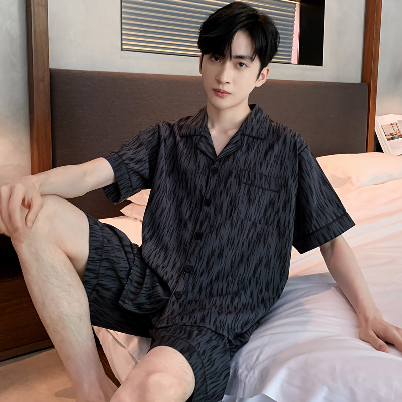 全棉睡衣男夏季冰丝睡衣短袖短裤薄款男士男生夏天黑色家居服大码,淘宝优惠券,粉丝福利购,淘宝优惠卷