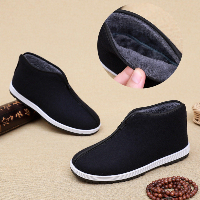 冬季老北京棉鞋男士加绒加厚圆口保暖中老年爸爸休闲一脚蹬大棉靴,淘宝优惠券,粉丝福利购,淘宝优惠卷