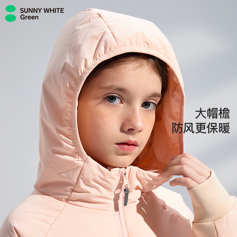 SUNNYWHITEGreen儿童棉服女童棉衣冬季中大童棉袄保暖外套防静电