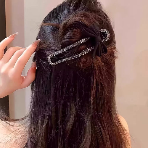 轻奢懒人抓夹镶钻抓夹女高级感发量少后脑勺盘发夹新款鸭嘴夹发饰 - 图3