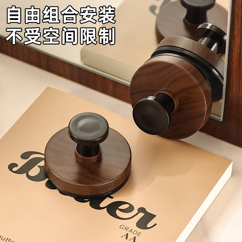 胡桃木纹吸盘旋钮挂钩家用厨房旋转壁挂式置物架免打孔收纳架挂架,淘宝优惠券,粉丝福利购,淘宝优惠卷