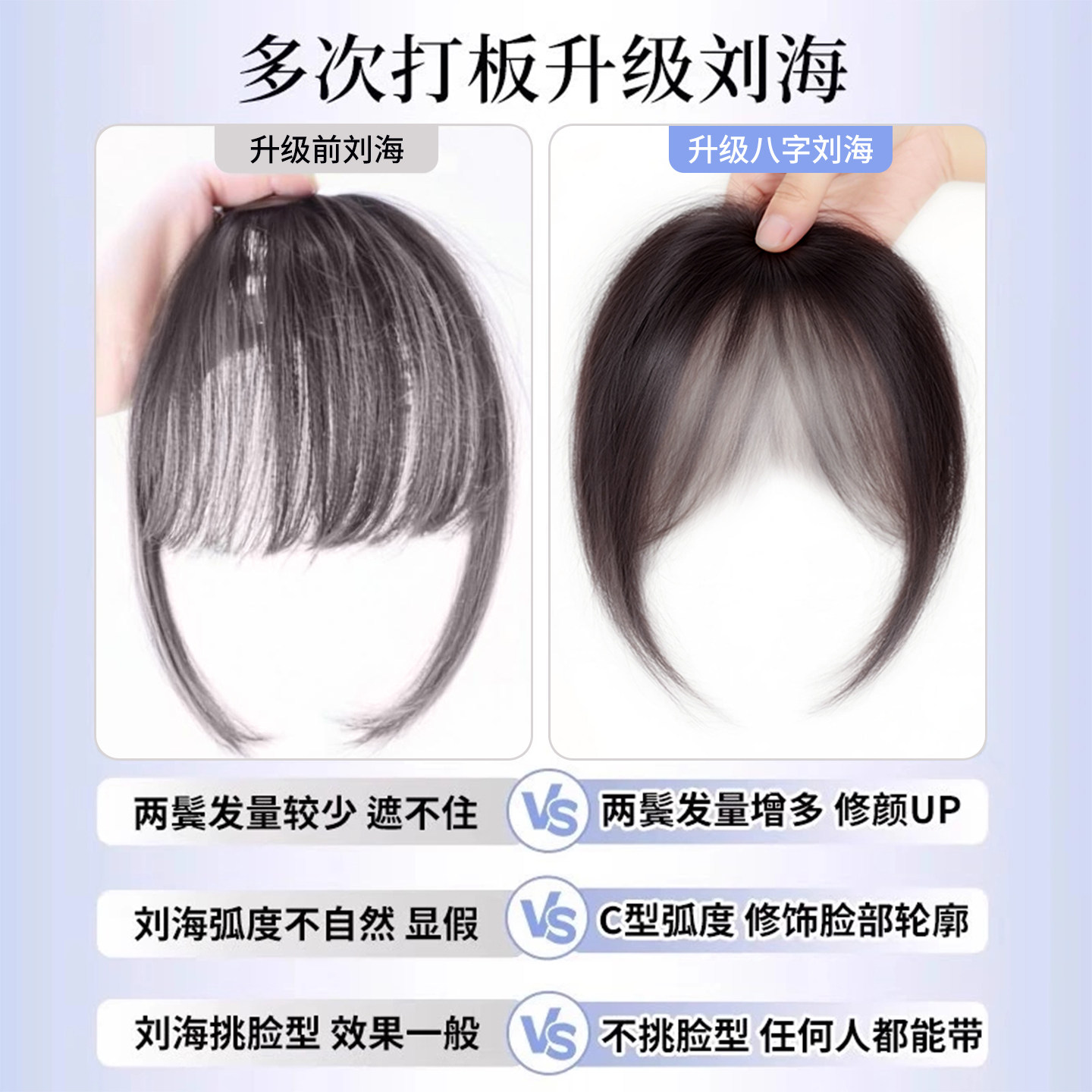 八字刘海假发片女头顶全真发补发增发量蓬松自然前额法式假刘海片,淘宝优惠券,粉丝福利购,淘宝优惠卷