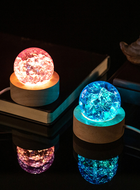 七夕节水晶冰裂球龙珠模型摆件