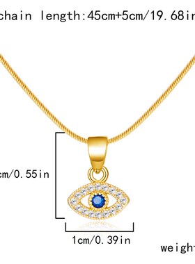 Blue Eyes Necklace Fashionable Light Luxury Evil Eye Zirconi