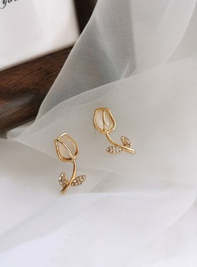 Tulip Earring Necklace Rose Earring for Elegant Lady ins Des