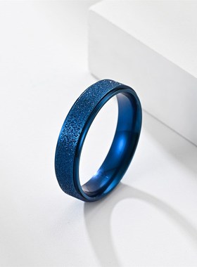 6mm Double Step Stainless Steel Matte Ring Fashion Couple Ri