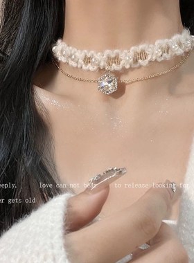 Winter Choker Snowflake Plush Necklace Sweet Light Luxury De