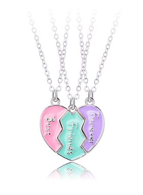 New Heart Necklace Trio Friendship Necklace Set Alloy Drip O
