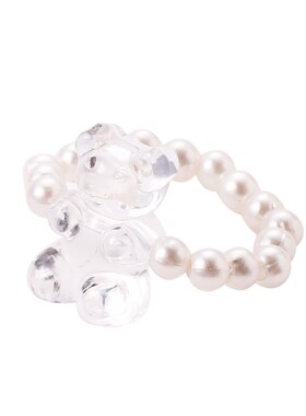 Korean Colorful Bear Ring Ins Cold Style Cute Resin Pearl In