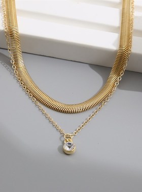 Creative Simple Snakebone Zircon Pendant Snake Chain Double