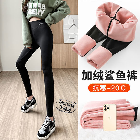加绒鲨鱼裤女外穿秋冬季加厚保暖高腰打底裤