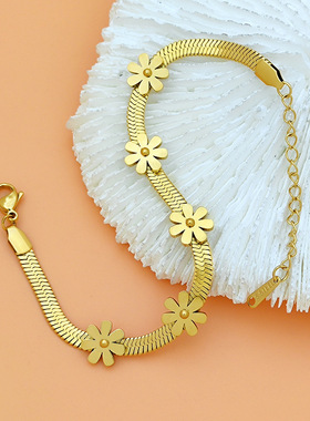 英国chrry koop不掉色通体钛钢手饰街头个性嘻哈五个小雏菊刀片