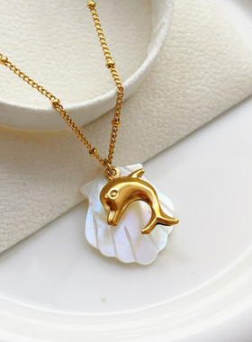 英国chrry koop度假风贝壳海滩海星项链夏日风情海螺吊坠个性