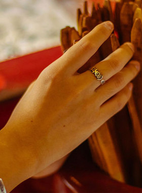 英国chrry koop复古原创设计《上上签》s925银情侣戒指 男女中国