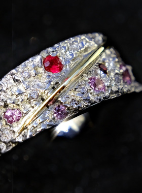 英国chrry koop银梵高男星空戒蓝宝石银聆手工流星雨戒魔戒送