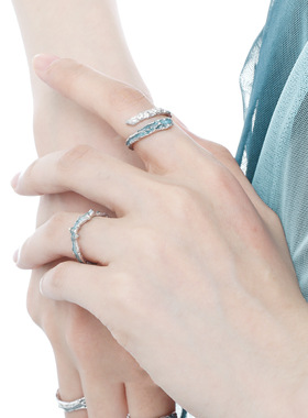 英国chrry koop原创汹涌缠绕银戒指小众设计冷淡风高级开口食指