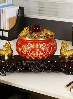 中式仿古聚宝盆家居摆件店铺前台收银台招财装饰工艺礼品