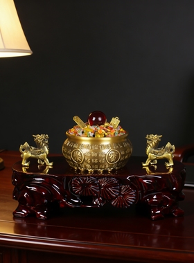 聚宝盆桌面小摆件办公室书桌助事业招财转运吉祥装饰客厅玄关摆件