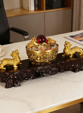 玄关聚宝盆装饰摆件家居客厅电视柜摆设新中式工艺品送礼佳品