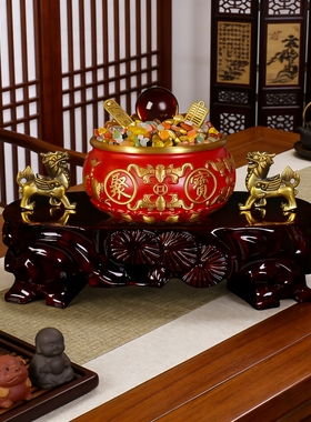 客厅玄关聚宝盆招财摆件客厅装饰好物开业送礼聚财高档大气礼品