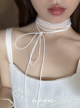 甜酷黑色蕾丝丝带颈链choker项链