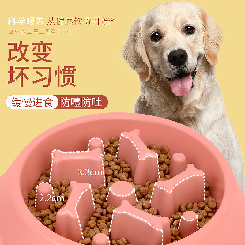 宠物慢食碗小中大型犬泰迪金毛防噎碗防滑缓食盆狗盆狗碗宠物用品 - 图2