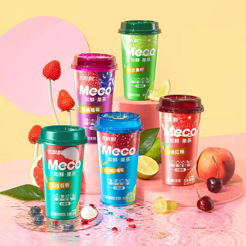 香飘飘Meco果汁茶饮料400ml*15杯整箱荔枝百香桃桃泰式青柠混合装