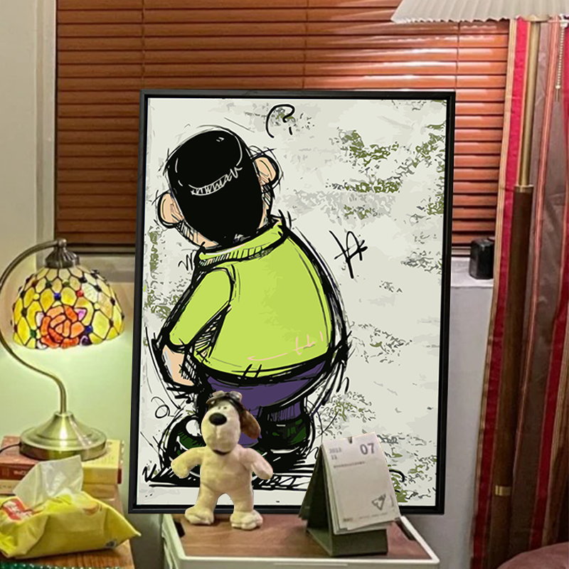 胖虎潮流丙烯画数字油画diy填充填色手工绘卡通涂鸦油彩画装饰画