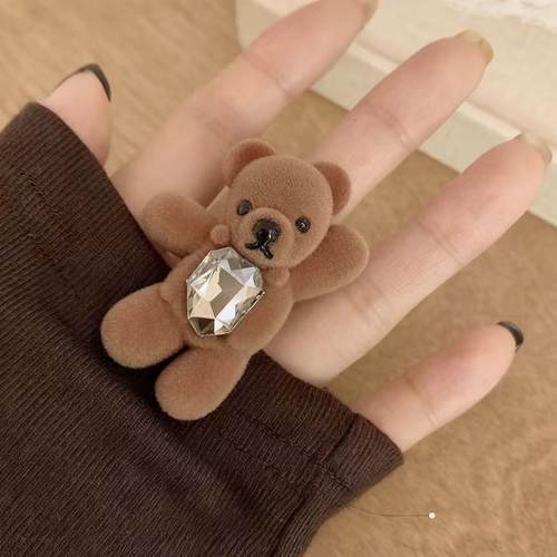 慵懒小熊闪钻发夹女前额刘海夹子侧边夹2025新款高端头饰碎发卡 - 图3