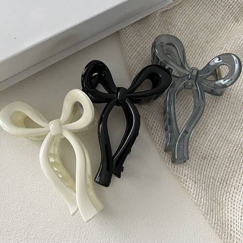 韩版简约感立体线条丝带蝴蝶结大号发抓盘发抓夹鲨鱼夹气质发饰 - 图0