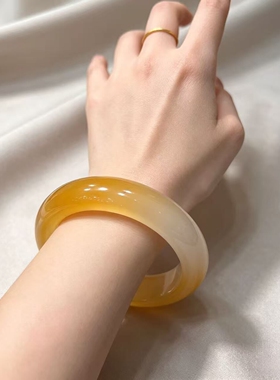 冰种蜜糖黄龙玉手镯暖黄通透礼品