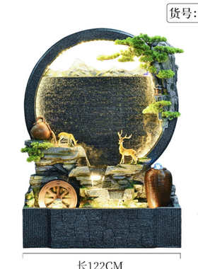 大型水幕墙流水屏风庭院假山客厅装饰招财办公室会所景观落地摆件