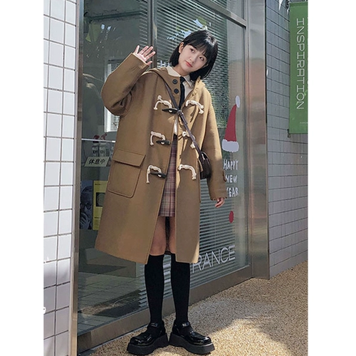 Демисезонное шерстяное пальто, изысканный стиль, коллекция 2023, подходит для подростков, увеличенная толщина